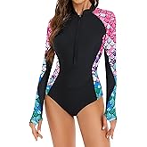 YOLIPULI Women One Piece Long Sleeve Rash Guard UV Protection Surfing Swimsuit Swimwear Bathing Suit