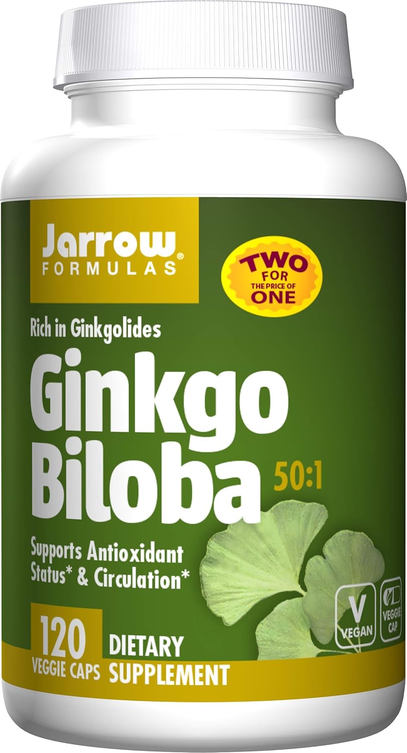 Jarrow Formulas Ginkgo Biloba, Supports Antioxidant Status & Circulation, 120mg, 120 Capsules: Health & Personal Care