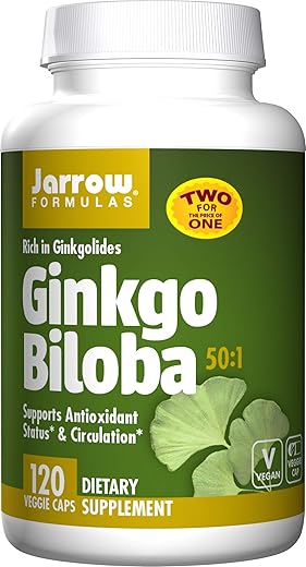 海外直送品 Jarrow Formulas Ginkgo Biloba, Twinpack 120 CAPS 120 MG
