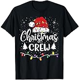 Christmas Crew Lights Red Santa Hat Xmas Family Men Women T-Shirt