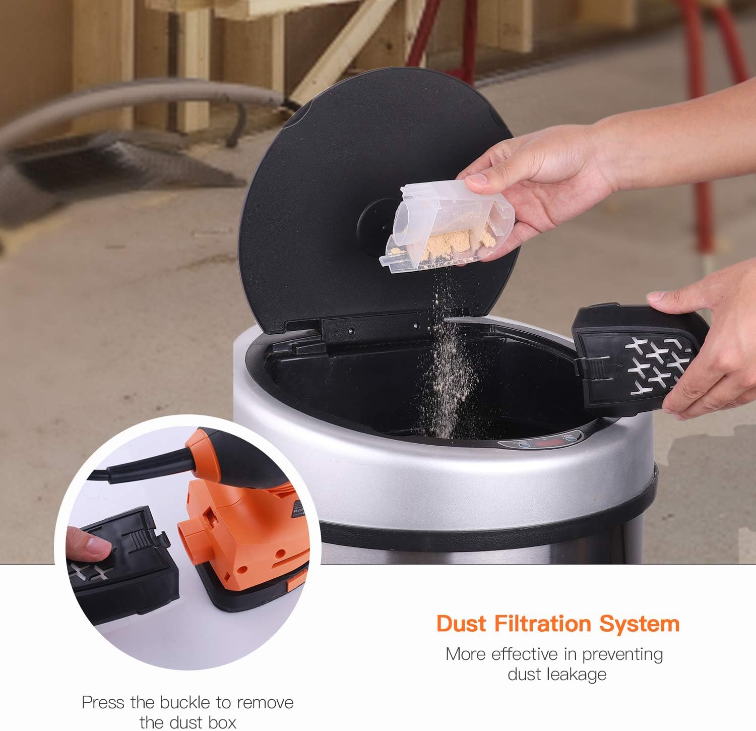 TACKLIFE Detail Sander 1.67A, Advanced 360° Rotatable Sanding Pad, Electric Sander with Sturdy Dust Collection Container, 200W 12000RPM Mouse Detail Sander, 3 Meter Cord, DIY | PMS02B - - 