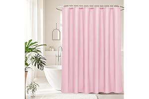AooHome Extra Long Shower Liner, Polyester Solid Color Shower Curtain with Hooks, Weighted Hem, Water Repellent, 72x84 inch, Pink