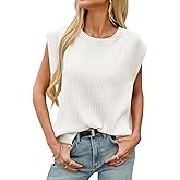 Saodimallsu Womens Crew Neck Sweater Vest Summer Oversized Ribbed Knit Sleeveless Casual Loose Fit Pullover Tank Top