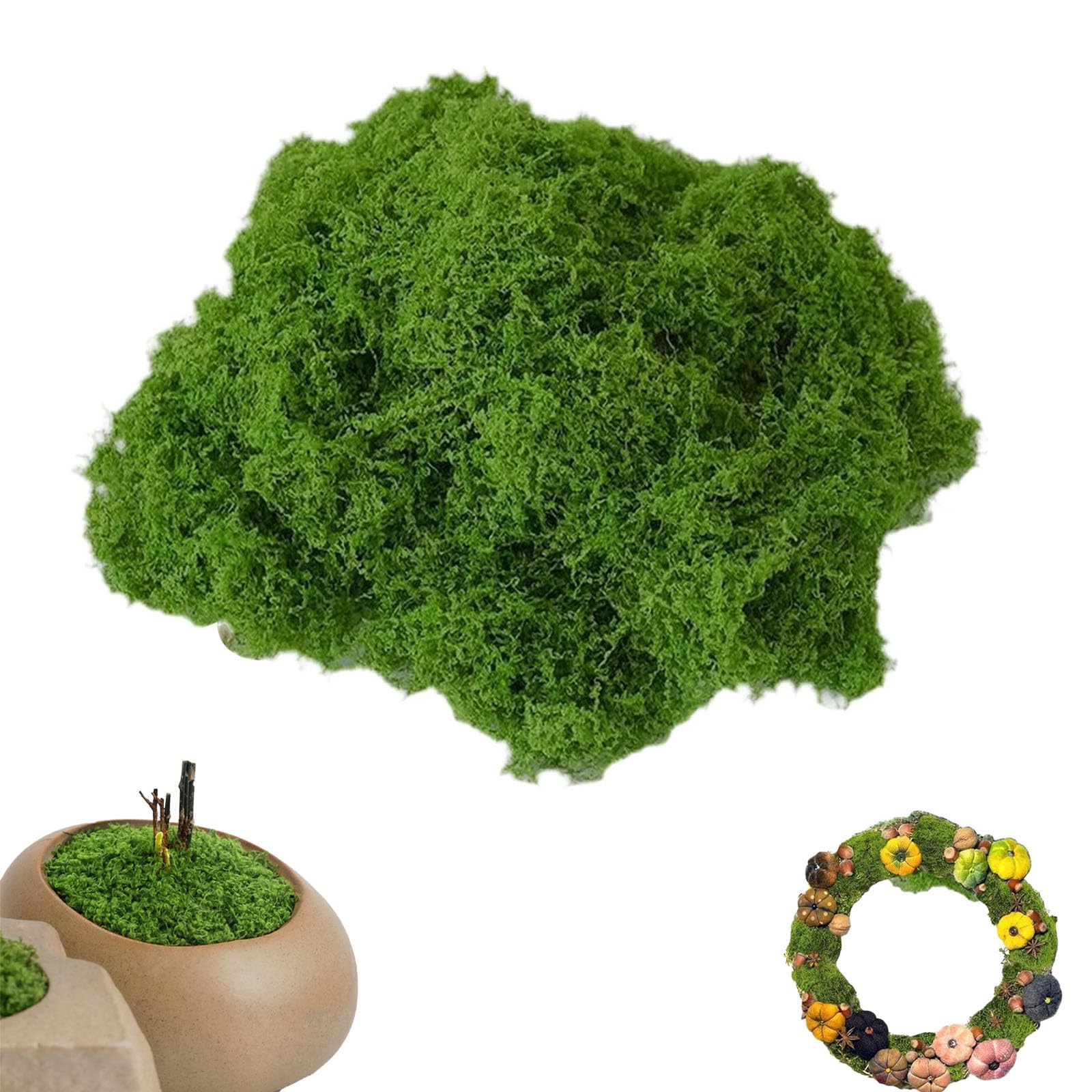 Fake Moss 100 g, Artificial Moss for Decorating, Fake Moss Green Lichen Plants, Natural Dark Green Faux Moss - for Arts and Crafts, Christmas and Easter Decorations, Landscaping, Floristry and More