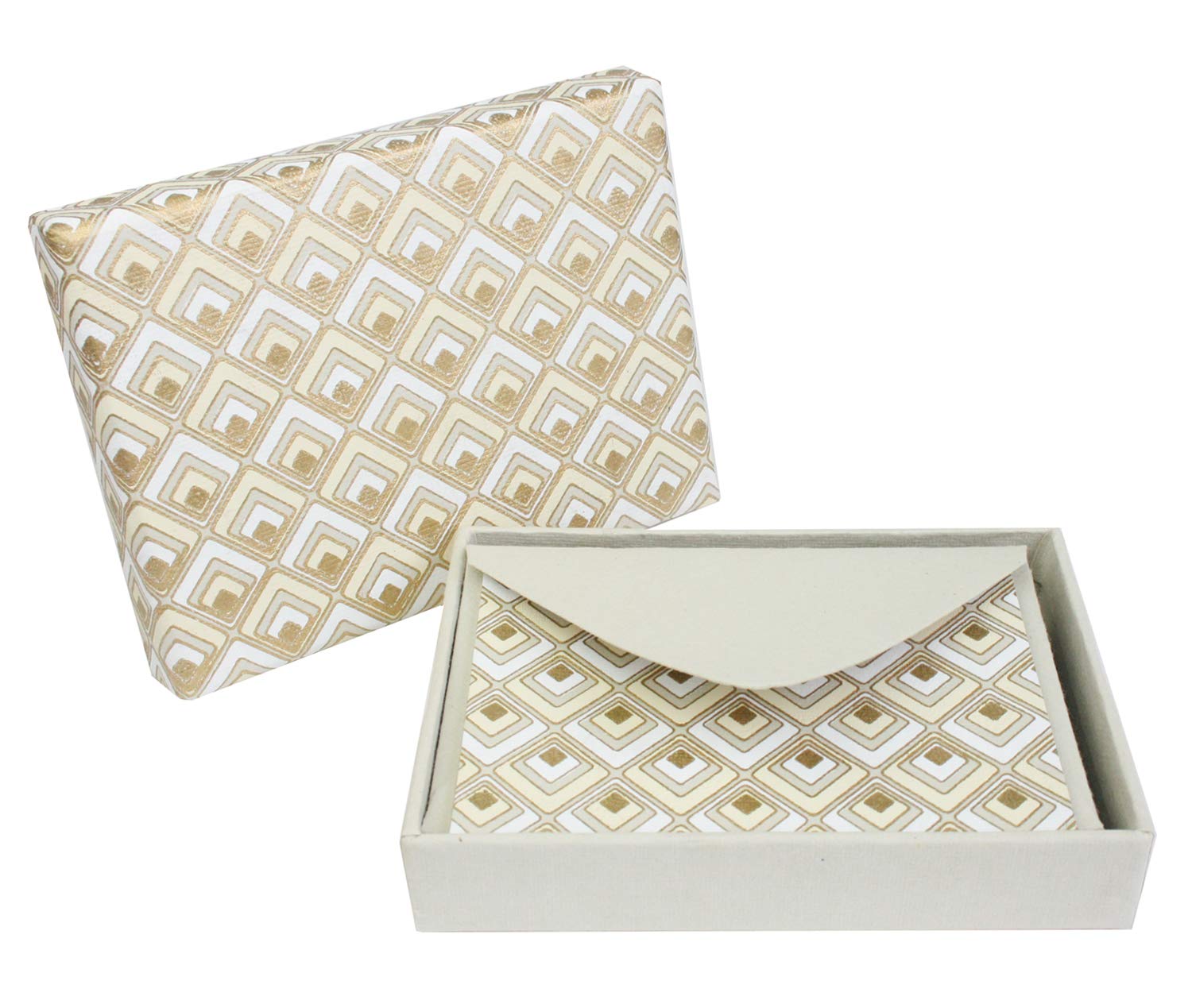 Emartbuy Pack of 6 Handmade Paper Money Envelopes With Notecard in Gift Box 9 x 13 cm Gold