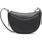 Anne Klein Womens Sculpted Buckle Half Moon Crossbody, Black