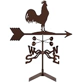 EZ Vane Steel Rooster Weathervane with Wind Cups &mdash; Roof Mount | Handcrafted in USA, Antique Copper Finish, Metal Mount with Durable Triple Powder Coating, Easy Installation, Built to Last
