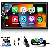 Double Din Car Stereo with Apple Carplay Android Auto 7 inch Touch Screen Bluetooth Car Radio with Backup Camera, Car MP5 Pla