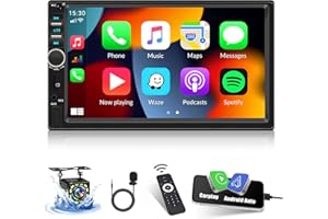 Double Din Car Stereo with Apple Carplay Android Auto 7 inch Touch Screen Bluetooth Car Radio with Backup Camera, Car MP5 Pla