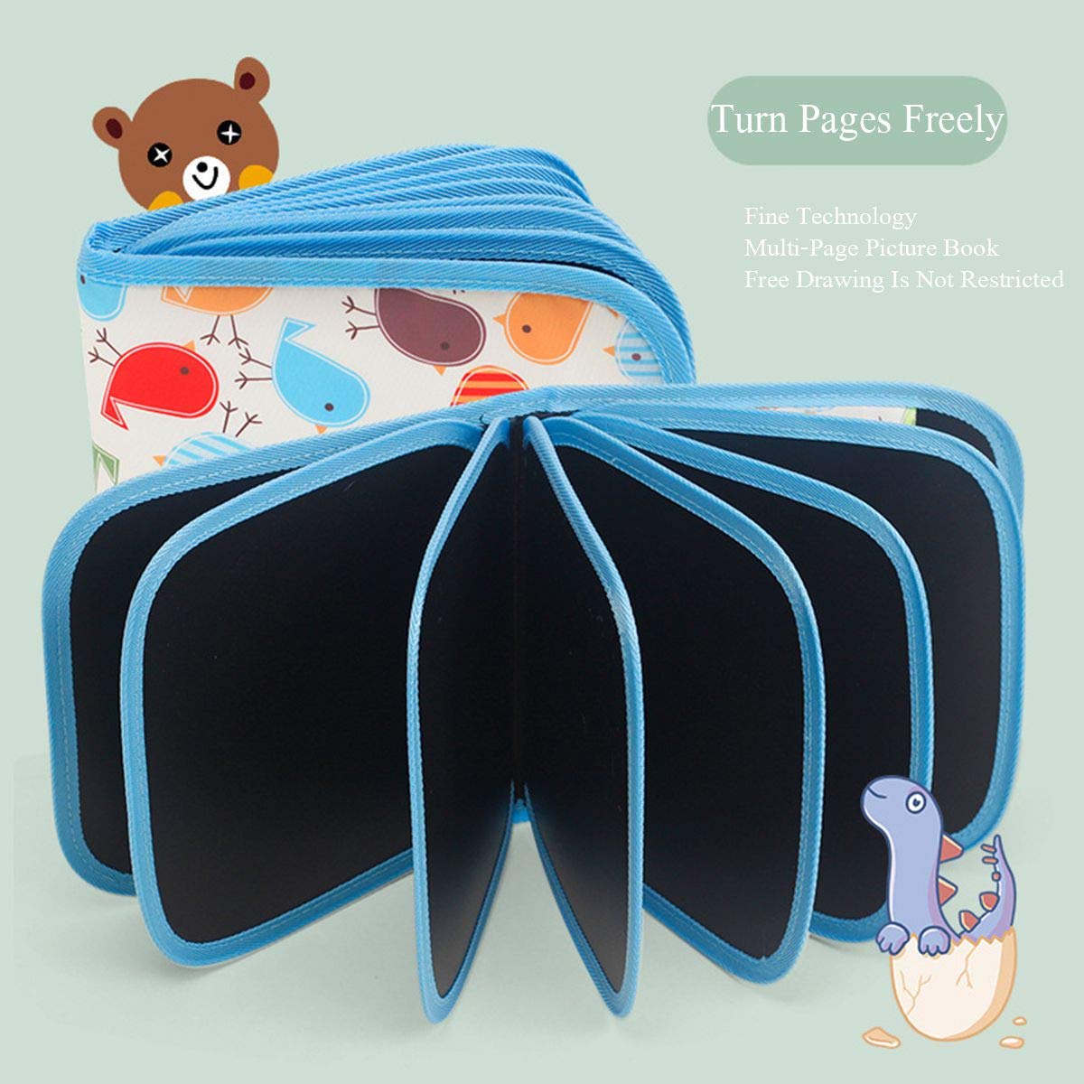 Educational Gifts Children\'s Drawing Board, Graffiti Board, Portable Double-Sided Available Small Blackboard, Erasable Water Chalk Painting (Blue)