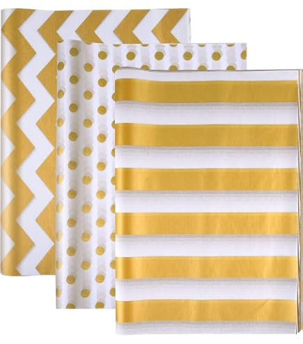 UnicoPak 20 Pack Medium Gold Gift Bags With Handles - 8x4x10 Inches, Glossy Waterproof, Embossed Pattern