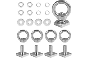 MOROINRIZ T Track Mount Tie Down Anchor for Roof Rack, M8 Heavy Duty Ring Shaped Eye Bolt, Stainless Steel T Bolt Eye Nut Tie Down Rings for Holding Bungee Cord, Ropes, Hooks