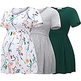 Bearsland Maternity Tops Short Sleeve Scoop Neck Breastfeeding Shirt Pregnancy Clothes