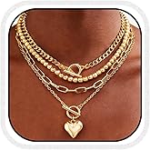 CLOACE Heart Necklaces Gold Layered Beaded Necklace Fashion Choker Necklaces Accessories for Women