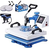 Angoo Upgraded 5 in 1 Heat Press, 12" x 15" 360-degree Rotation Digital Combo Heat Press Machine Multifunctional Swing Away H