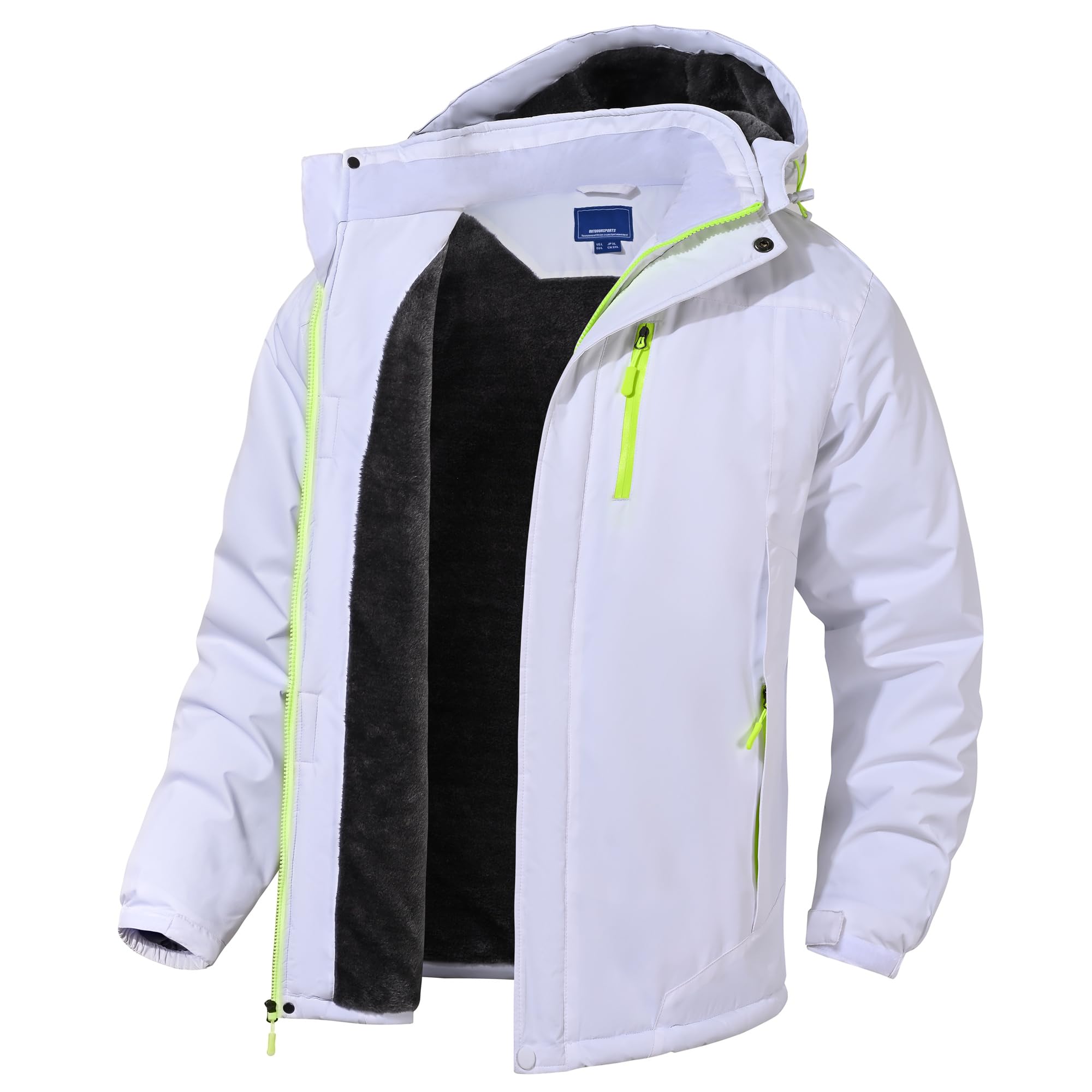 Rapoo White Winter Jackets for Men Winter Coats for Men Rain Waterproof Windbreaker Fleece Warm Ski Snow Softshell Jacket Coats White S Image