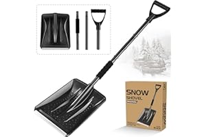 SHOWVIGOR Snow Shovel for Car & Driveway, Upgraded 42.5" Lightweight Aluminum Alloy Shovel, Portable Foldable Snow Shovel for Emergency, Garden, Snow Removal, Heavy Duty Ice Shovel with Ergonomic Handle (Black)