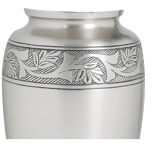 LIGHTNPRO PEWTER CREMATION URN FOR HUMAN ASHES ADULT, HAND CRAFTED CARDINAL BURIAL AND FUNERAL MEMORIAL KEEPSAKE WITH ELEGANT FINISH & SCREW TOP LID – 10 INCH – SILVER