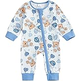 One opening Valentines Day Outfit Baby Boy Girl Romper Jumpsuit Cartoon Long Sleeve Zipper Onesie Newborn Sleeper Pjs