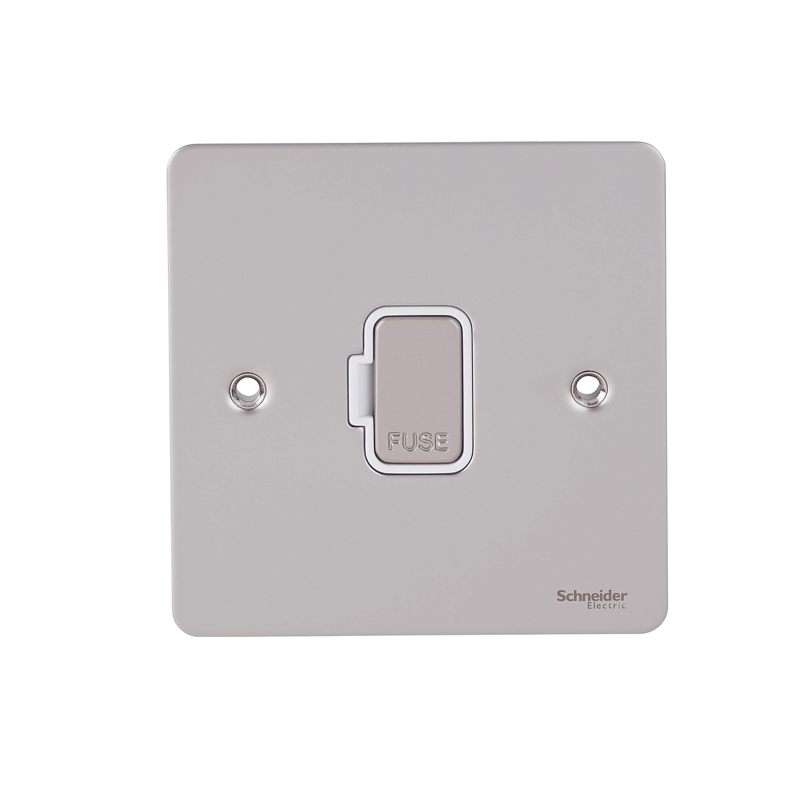Schneider Electric Ultimate Flat Plate - Unswitched Fused Connection Unit, 13 A, GU5200WPN, Pearl Nickel with White Insert