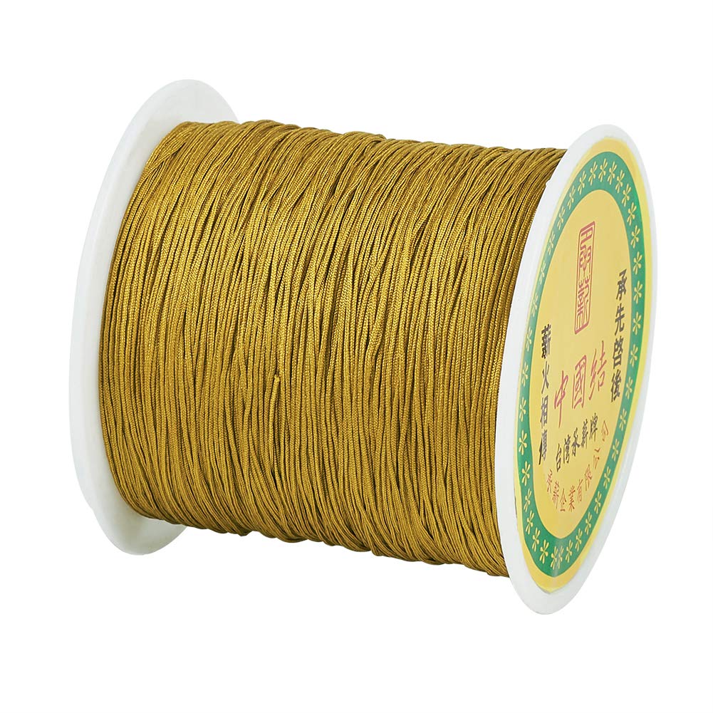 Cheriswelry 150 Yards 0.5mm Nylon Beading String for Macrame Bracelet Jewelry Making, Dark Yellow