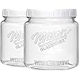 Mason Jar with Lid, 2 Pack Wide Mouth Mason Jar for Pantry, Flour, Pasta, Cookies, Candy, Fermentation, Cucumber - Airtight S