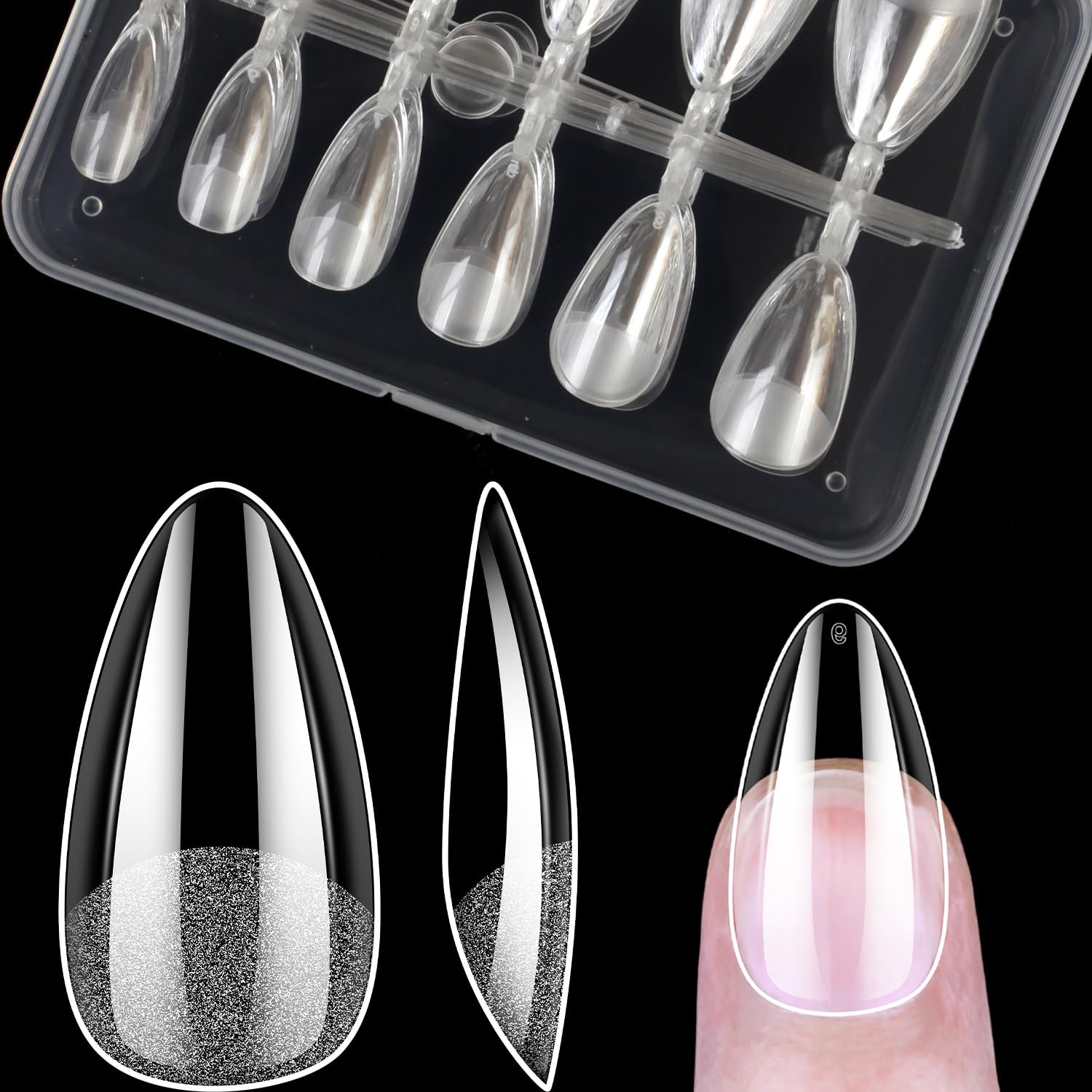 BORNBYME Short Almond Soft Gel Nail Tips, 120PCS Pre Buff Full Cover Shaped Nail Extenison Tips Half Matte Gel X Nail Tips Acrylic False Nail Tips - Image 6