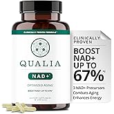 Qualia NAD Supplement — Clinically Proven to Boost NAD+ up to 67%. Optimized Aging, Energy, Focus. Elite NAD+ Booster Ingredients Nicotinamide Riboside (NIAGEN), Niacin, Niacinamide (1 Month Supply)