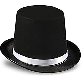 Dress Up America Black Top Hat for Kids & Adults – Formal Tuxedo Hat with Trim – Magician Butler Gentleman Costume Accessory