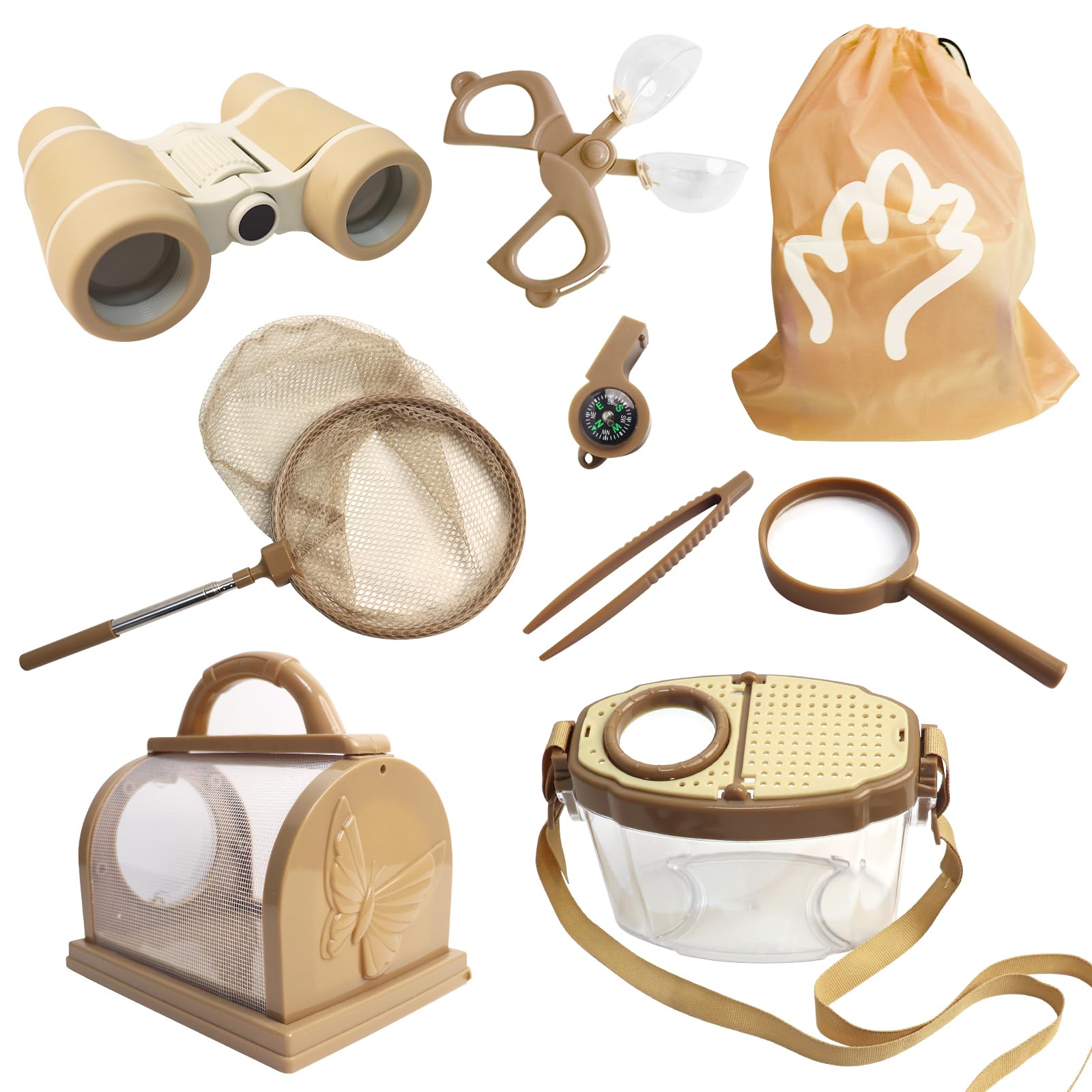 Photo 1 of Bug Catcher for Kids Explorer Kit Kids Bug Catching Kit, Bug Catcher Kit for Kid with Binoculars, Magnifying Glass, Butterfly Kit for Aged 3+ (Brown)