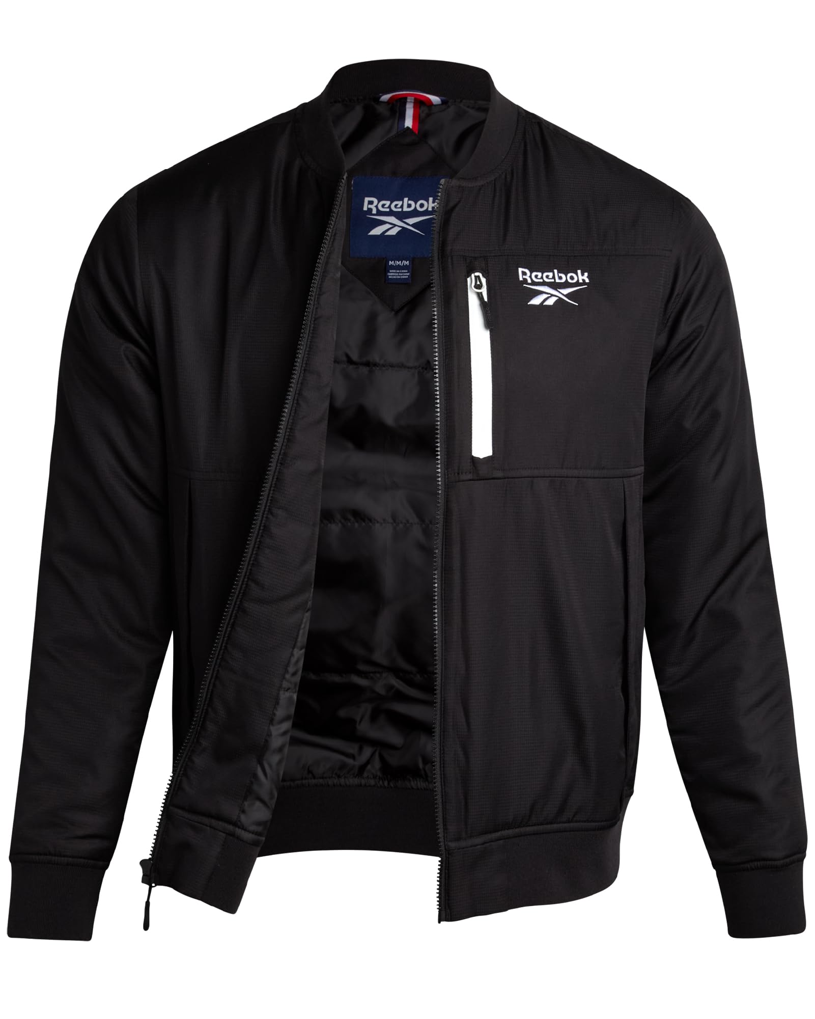 Photo 1 of ****POSSIBLY RUNS SMALL*** Reebok Mens Bomber Jacket - Insulated Zip Up Windbreaker Jackets for Men - Casual Golf Gym & Hiking Mens Lightweight Jackets, Size X-Large, Black