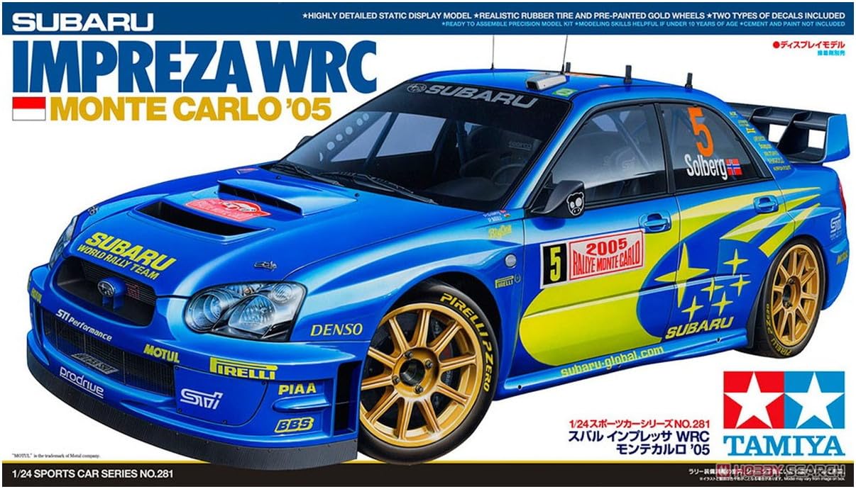 Tamiya 24281 1:24 Subaru Impreza WRC Monte Carlo 2005 - Modellbau, Plastik Bausatz, Hobby, Basteln, Kleben, Modellbausatz, Modell, Plastikmodellbau, Gold 2