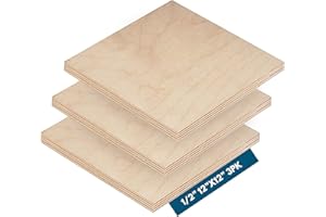 ANDERSON PLYWOOD 1/2" x 12 x 12 Baltic Birch Plywood – B/BB Grade (Package of 3) Perfect for Arts and Crafts, School Projects and DIY Projects, Drawing, Painting, Wood Engraving, Wood Burning and Laser Projects