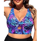 Plus Size Underwire Bikini Top - Women Push Up Swim Top Bra Keyhole Swimsuit Tops Only Bathing Suit Tops for Large Bust 2025