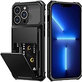 Nvollnoe for iPhone 13 Pro Case with Card Holder[Store 5 Cards] Dual Layer Heavy Duty Shockproof Hidden Card Slot Large Storage Cover for iPhone 13 Pro(Black)