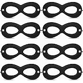 TideTaho Adjustable Black Superhero Eye Masks – Family Costume Play, Halloween Dress-Up, Multi-Role & Party Masks (8 PCS)