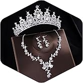 Kamirola Tiaras and Crowns for Women,Tiaras Earrings Necklace, Crystal Bridal Jewelry Set, Costume Party Halloween Prom Pageant Jewelry for Women(TR45)