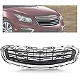 KUAFU Bumper Center Grille Compatible with 2015 Chevy Cruze 2016 Chevrolet Cruze Limited Front Center Grill Replacement for GM1200728 95405770 Black with Chrome Molding