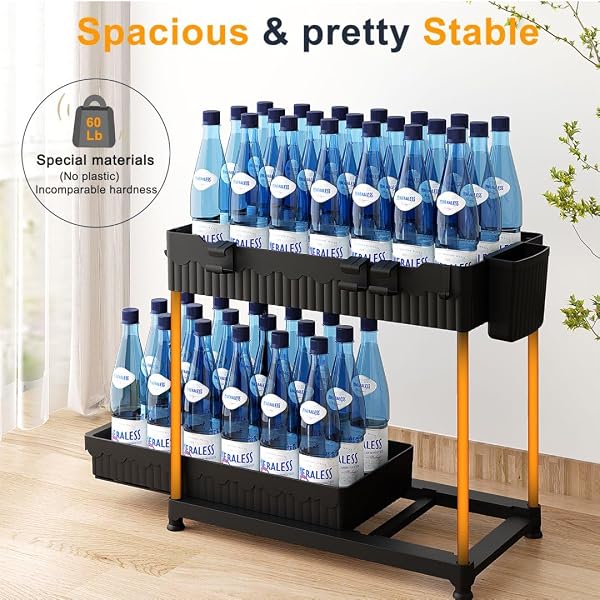 SEVENBLUE 3 PACK UNDER SINK ORGANIZERS,2-TIER MULTI-USE KITCHEN AND BATHROOM ORGANIZERS AND STORAGE WITH SLIDING DRAWERS,BATHROOM CABINET ORGANIZER (BLACK,12.8 INCH)