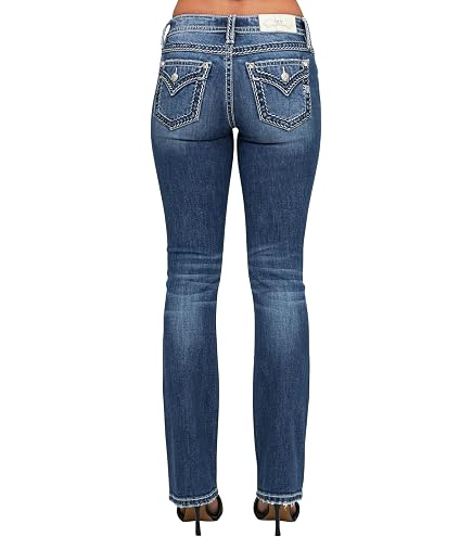 Miss Me Women's Tri-Color Metallic Saddle Stitch Faux Flap Pockets