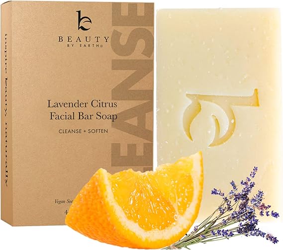 Organic Face Wash Bar Soap Lavender Citrus Facial Cleanser Soap Bar