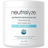 Neutralyze Exfoliating Acne Treatment Wipes - Maximum Strength, Textured Acne Pads with 2% Mandelic Acid & 2% Salicylic Acid for Face & Body - Suitable for All Skin Types, Teens & Adults (100 Wipes)