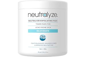 Neutralyze Exfoliating Acne Treatment Pads (100 Count) - Dual Textured Face Wipes with 2% Salicylic Acid & 2% Mandelic Acid - Toner Pads for Acne Prone Skin, Face & Body Wipes for Teens & Adults