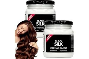 RENTANAC Black Silk Mild Hair Relaxer, Natural Black Silk Mild Hair Relaxer Hair Straightening Protector & Detangler, 3 in 1 