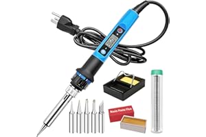 LIOUHOUM Soldering Iron Kit, 80W 110V Fast Heat up in 10s LCD Digital Adjustable Temperature Soldering Gun Thermostatic Soldering Kit for Electronic