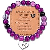 Yuanchu Natural Amethyst Bracelet for Women, Encouragement Gifts for Anxiety, Get Well Soon Inspirational Gifts on Thanksgiving Christmas Valentine's Day