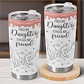 Pawfect House Gifts First My Daughter Forever My Friend Tumbler Cup, 20oz Stainless Steel Travel Cup with Lid, Christmas Gifts for Daughter from Mom, Mother Daughters Gifts, Travel Coffee Tumbler
