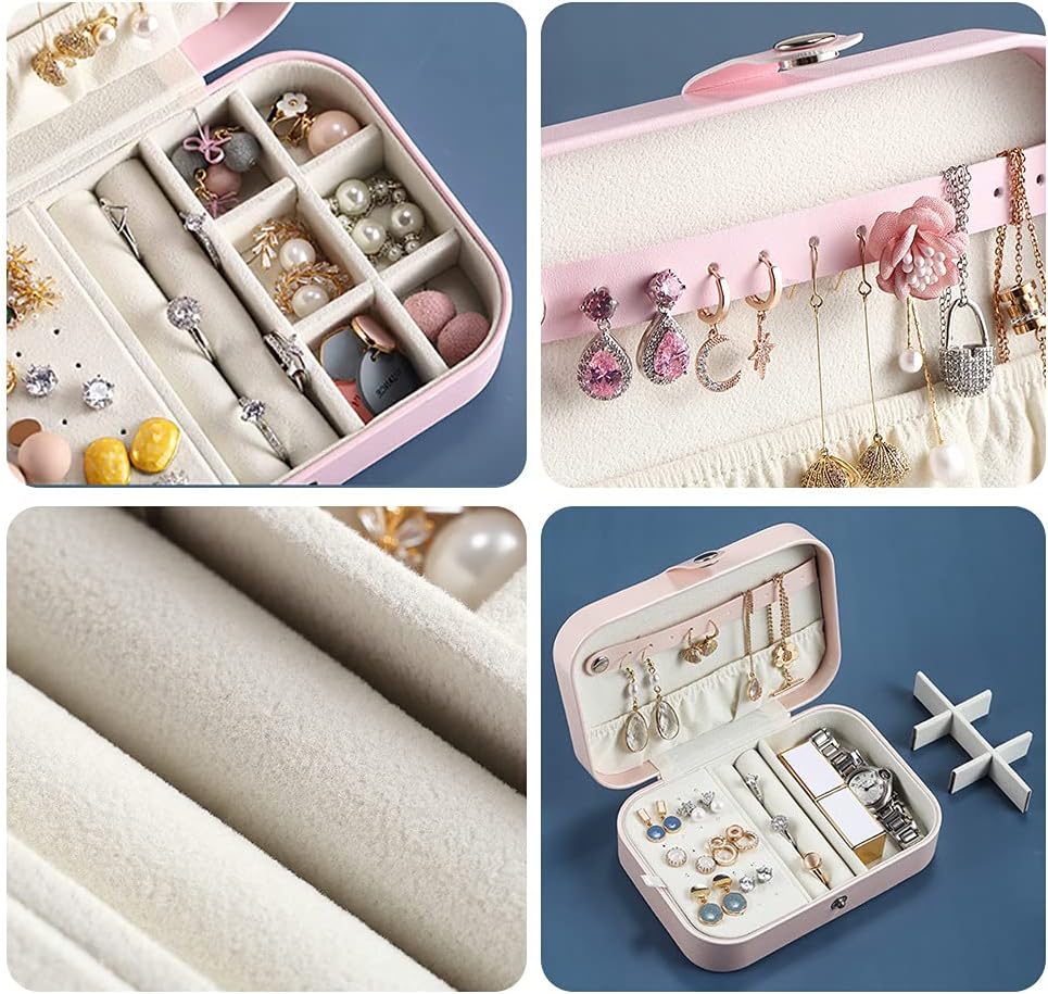 Jewelry Organizer Cases PU Leather Travel Portable Jewelry Storage Box for Necklace Earrings Rings Bracelet 6.3x4.3x2'': Home Improvement