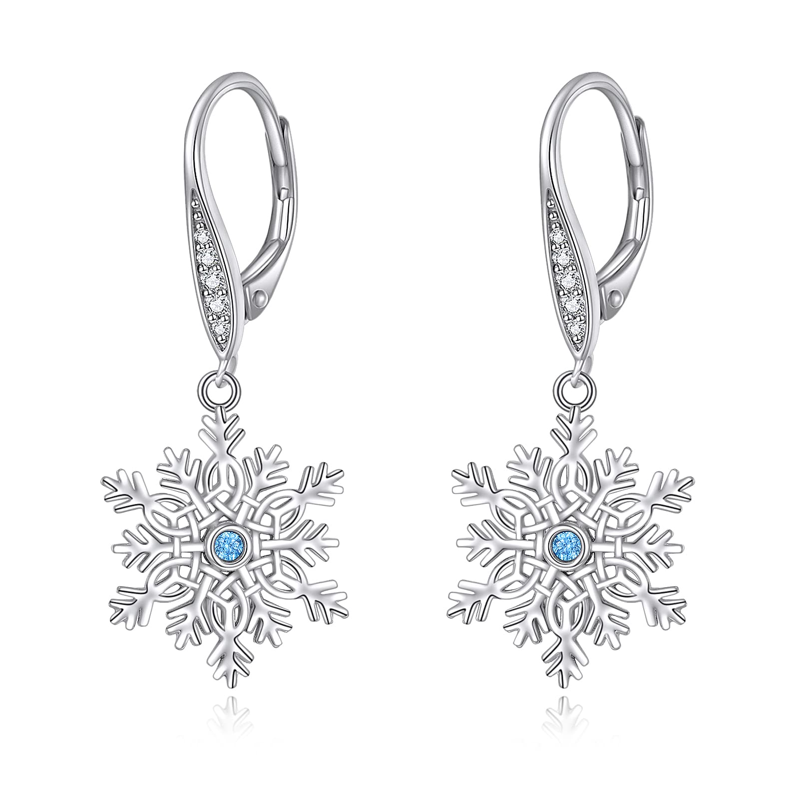 YAFEINI Snowflake Jewellery Earrings 925 Sterling Silver Celtic Snowflake Dangle Drop Earrings for Women Girls Christmas Jewelry Gifts โ image 1
