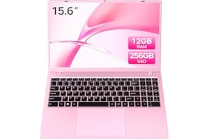 TRHRO Pink Laptop 15.6 Inch, 12GB RAM 256GB SSD, Pentium 6500Y Up to 3.4GHz, 1080P FHD IPS Screen, USB C, USB 3.2, HDMI, WiFi